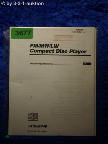 Sony bedienungsanleitung cdx - bedienungsanleitung,