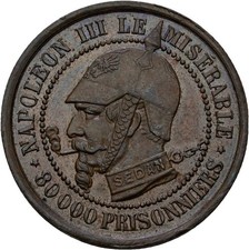 Frankreich 10 Centimes Napoleon III  1870  Bronze 8 g  Original Münze #CPG425