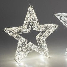 LED Deko Stern ACRYLPERLEN mit Funkeleffekt D. 37cm weiß Formano W25