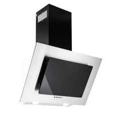 PKM Dunstabzugshaube Silber Schwarz 60cm Glasschirm Schräghaube Abluft Wandhaube