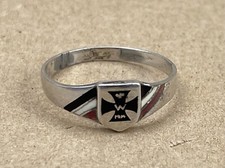 Patriotischer 800 Silber Ring 1914 emailliert RG 61 (S 6671a)