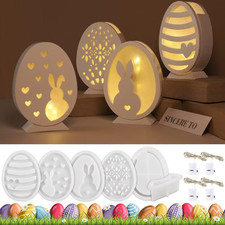 Oster Gießformen, 6 Er Set Ostereier Silikonform Mit 4Pcs Mini LED Lichterkette,