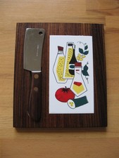 Schneidebrett aus Keramik mit Hackbeil 1970 er Vintage Kellerfund Käsebrett Set