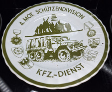 4.Mot. Schützendivision KFZ-Dienst Teller DDR NVA VVO Scharnhorst Orden 28cm