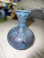 Tolle gemusterte Blumen Vase - blau bronze kupfer  - Ton Keramik - Orient Muster