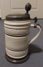 Bierkrug weiß Zinndeckel 12,5