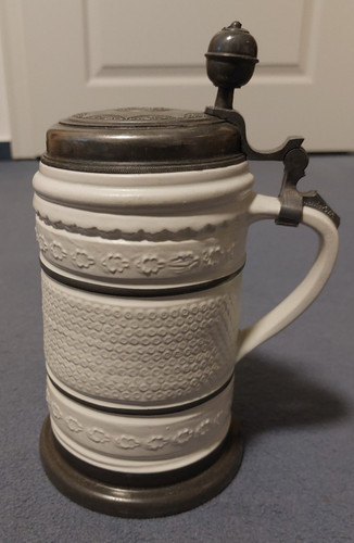 Bierkrug weiß zinndeckel 5 - weiß,