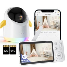 Babyphone with Camera 2K/3MP 5" WLAN Video Babyfon with App IR/RBG Nachtsicht
