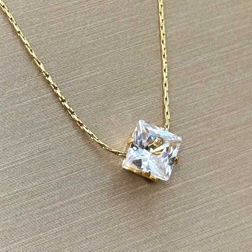 Damen halskette zirkonia - damen, gold