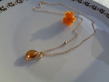 Halskette Citrin Anhänger 14K