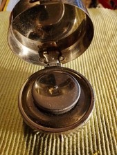 Taschenofen-Handwärmer, rund, Edelstahl, für Kohlestäbchen, wohl 50'iger  Jahre 