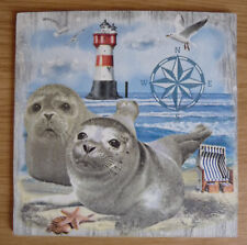 Deko HDF - maritim Tiere Meer Möwe Leuchtturm Roter Sand Robbe Strand