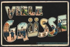 Soldaten Bilder in den Buchstaben von Viele Grüsse, Ansichtskarte 1913 