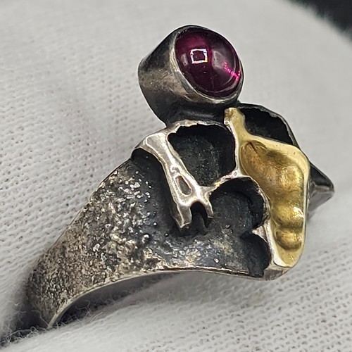 Granat silber ring - ring, modernist