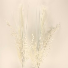 2 Kunstgräser, Künstliches Pampasgras - Kunstpflanzen Blumen Dekoration Weiß