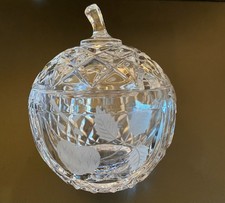 Bleikristall Glas Zuckerdose, Apfel Gewürzdose Topf Marmeladenlöffel Lochdeckel, 500g