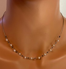 Kurzes Perlen Drahtcollier Perle Süßwasser Zuchtperle 41 cm lang