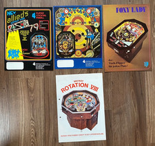 4 Flyer (deutsch + US) Flipper-Tisch Cocktail-Pinball Allied´s Midway Game Plan