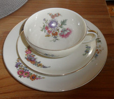 THOMAS Ivory Sammeltasse Gedeck  07210 US Zone mit blumen und Goldrand