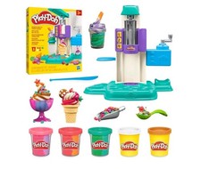 Play-Doh Bunte Regenbogen Eismaschine, Spielküchen-Set mit Zubehör, für Kinder