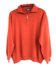 ENGBERS Langarm Polo-Pullover Halfzip-Troyer Wolle-Mix orangerot XL XXL 54 56 58