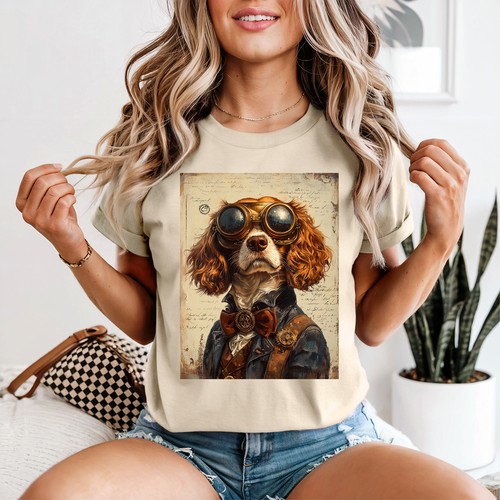 Steampunk hund damen shirt - hund,