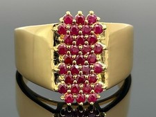 RING GR.19 (CA.60) 925/-SILBER VERGOLDET MIT  RUBIN  SCHMUCKJAGD
