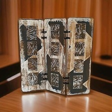 Miniatur Paravent Kunst Aufsteller Industrial Steampunk modern Rost braun silber