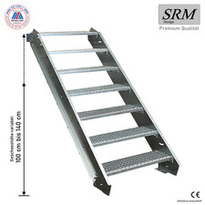 7 Stufen Stahltreppe Breite 60 - 160 cm Geschosshöhe 100 - 140 cm ohne Geländer