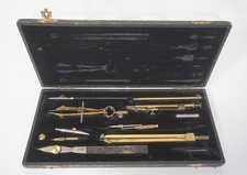 Antiker Zirkelkasten Reißzeug Zeichengeräte Präzision Zeichenwerkzeug in Etui