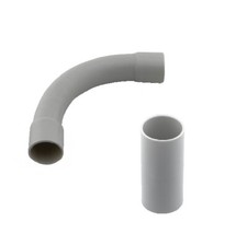 90° Bogen Bögen Muffe grau für Elektro Stangenrohr Installationsrohr Panzerrohr
