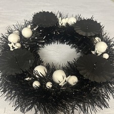 Adventskranz Künstlich Tischdeko  Weihnachtsdekoration  Handmade Schwarz Weiß 