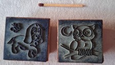 DDR Ostalgie 2Tier Stempel Hund / Dackel + Uhu / Eule  VEB Famos