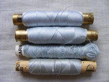 Nähgarn Nähseide Garn Konvolut 4 Rollen Set grau Ackermann Amann u.a. hellgrau