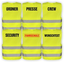 Warnweste Ordner Presse Crew Security Fahrschule Wunschtext Sicherheitsweste