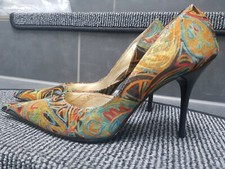 Progetto Pumps Gr 37,5 Damen Schuhe Fest/ Party Leder bunt Venedig Kunst Italia