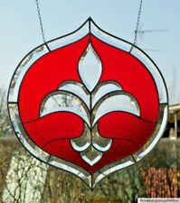 Bleiverglasung Bleiglas Fensterbild Facetten- Lilien- Medaillon in Tiffany    