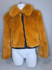 Orange kunstfell jacke mit - orange,
