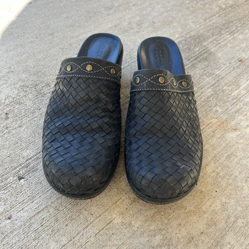 Ecco woven black leather siip - woven,