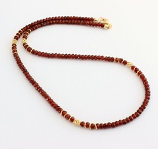Edle Granat Kette Edelsteinkette Facettiert halskette Rot 925 Silber Damen 47 cm