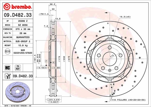 Brembo d482 bremsscheibe - brembo,