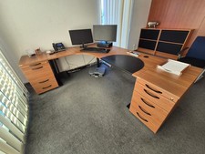 Palmberg hochwertiger, höhenverstellbarer Schreibtisch + 2 Standcontainer, Teak