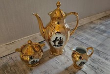 Kaffeeservice Goldfarbig Kaffeekanne Milchkanne Zuckerdose Geschirr Kaffee