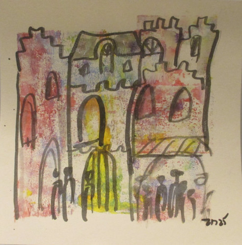 Bunte stadt original zeichnung - bunte,