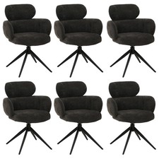 B-Ware 6er-Set Esszimmerstuhl MCW-O77, drehbar, Stoff Chenille, anthrazit