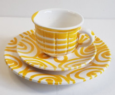 Gmundner Keramik Gedeck Kuchengedeck Gelbgeflammt Vintage Austria