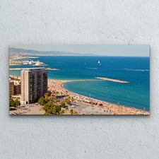Wandbilder Glasbild Druck auf Glas 100x50 Barcelona Spanien Strand Bucht