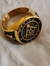 Freimaurer Ring   Edelstah 316L- 18 K VERGOLDET Master Mason GR. 22