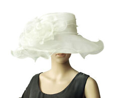 Luxus Damenhut IVORY WEISS Hut Brauthut Organzahut Hochzeit Pferderennen 