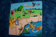 Tier Labyrinth Natur Holz motorisches Schiebespiel ohne Magnet Motorikspiel alt